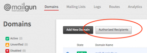 Adding authorised recipients in mailgun